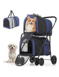 Carrito Doble para Mascotas MoNiBloom 4 Ruedas Plegable 15.88 kg
