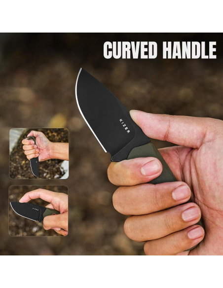 Cuchillo de hoja fija Kizer Beaver D2 6.99 cm con funda EDC Cuchillo de hoja fija Kizer Beaver D2 6.99 cm con funda EDC