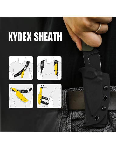 Cuchillo de hoja fija Kizer Beaver D2 6.99 cm con funda EDC