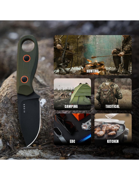 Cuchillo de hoja fija Kizer Beaver D2 6.99 cm con funda EDC Cuchillo de hoja fija Kizer Beaver D2 6.99 cm con funda EDC