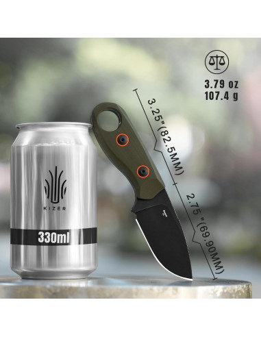 Cuchillo de hoja fija Kizer Beaver D2 6.99 cm con funda EDC