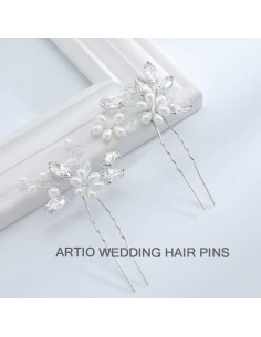 Horquillas de Pelo Plateadas JAKAWIN para Novias - 2 Piezas 2