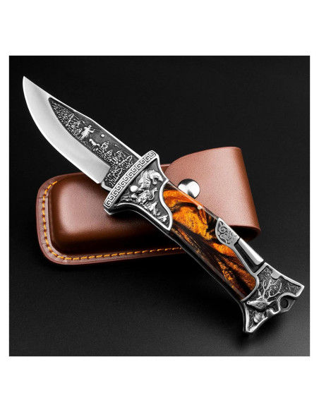 Cuchillo Plegable NedFoss Rugido de Tigre 8.89 cm con Funda