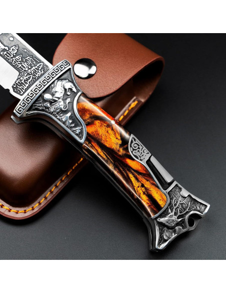 Cuchillo Plegable NedFoss Rugido de Tigre 8.89 cm con Funda