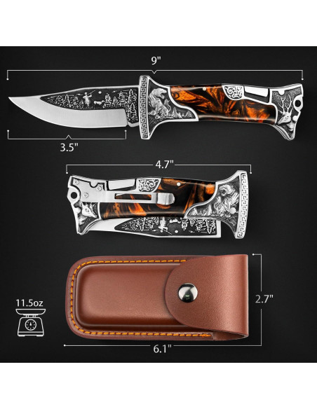 Cuchillo Plegable NedFoss Rugido de Tigre 8.89 cm con Funda