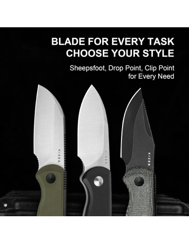 Cuchillo de hoja fija Kizer Drop Bear D2 6.53 cm EDC Camping