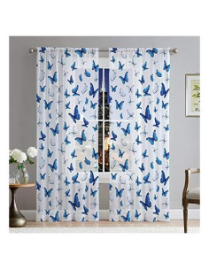 Cortinas Transparentes Manerly 2 Paneles 137x213 cm Mariposas