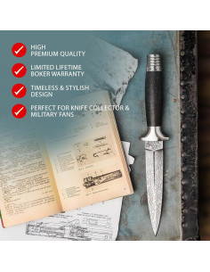 Daga Boker Damasco MG-42 - Cuchillo Fijo Militar 13.5 cm 2