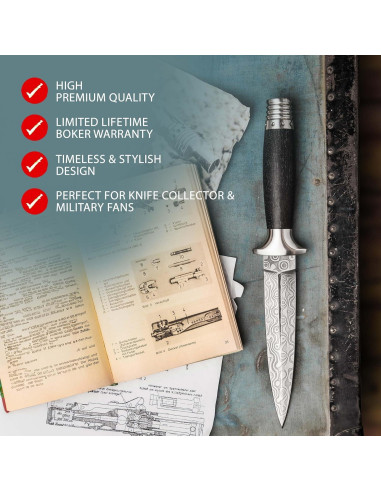 Daga Boker Damasco MG-42 - Cuchillo Fijo Militar 13.5 cm