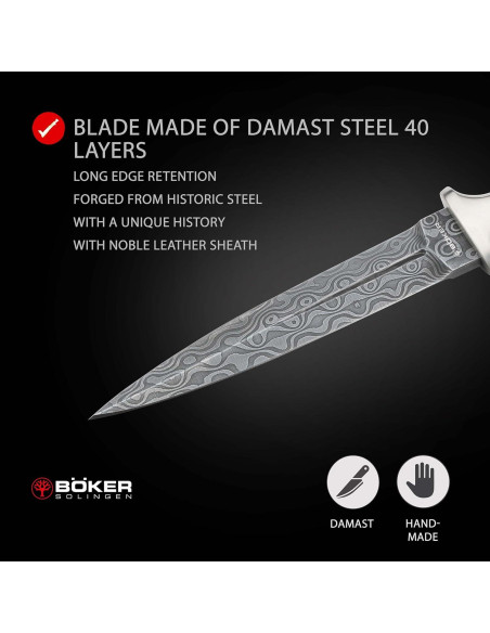 Daga Boker Damasco MG-42 - Cuchillo Fijo Militar 13.5 cm