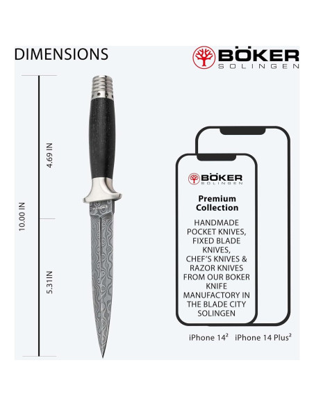 Daga Boker Damasco MG-42 - Cuchillo Fijo Militar 13.5 cm