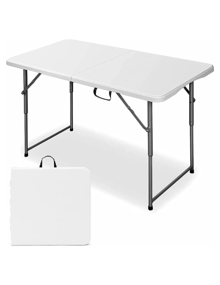Mesa Plegable Edtian 4 Pies Blanca, Compacta y Resistente