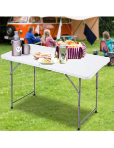 Mesa Plegable Edtian 4 Pies Blanca, Compacta y Resistente 2