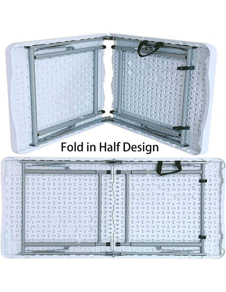 Mesa Plegable Edtian 4 Pies Blanca, Compacta y Resistente