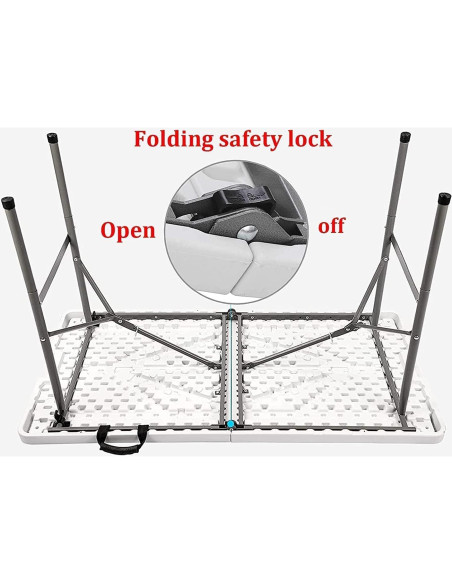 Mesa Plegable Edtian 4 Pies Blanca, Compacta y Resistente