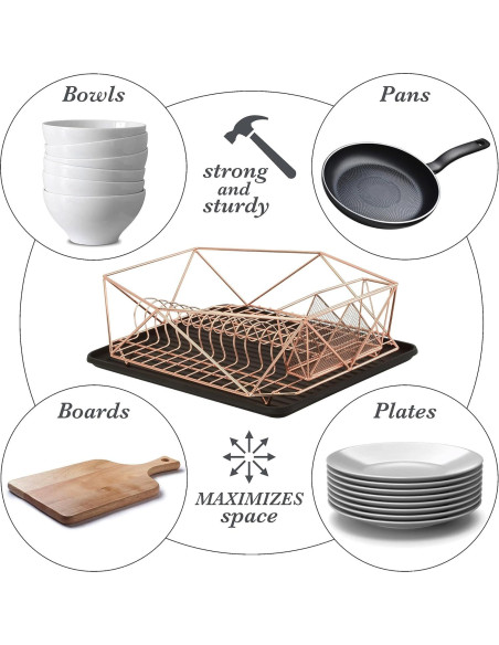 Estante de Secado de Platos Kitchen Details Cobre 47.2x34.5cm