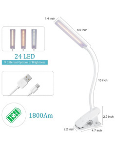 Luz de Lectura LED Deaunbr WS0030 con Clip y USB 2