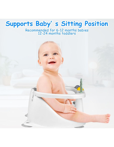 Asiento de Baño para Bebés 6-24 Meses Gris Antideslizante