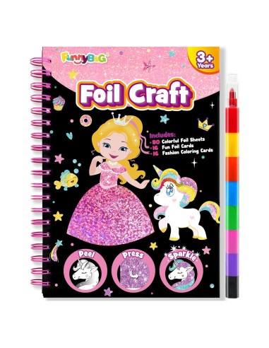 Kit de Arte en Foil FUNNYB&G Princesa 16 Tarjetas Coloridas