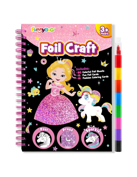 Kit de Arte en Foil FUNNYB&G Princesa 16 Tarjetas Coloridas