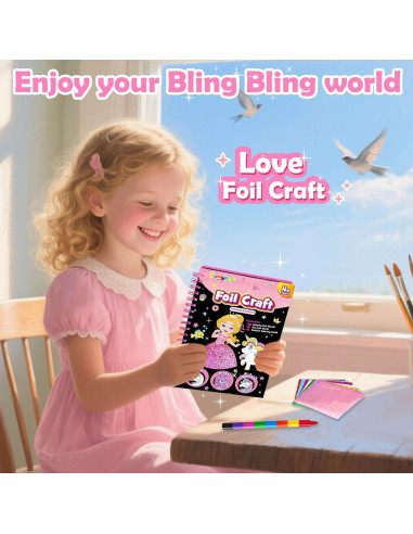 Kit de Arte en Foil FUNNYB&G Princesa 16 Tarjetas Coloridas