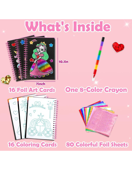 Kit de Arte en Foil FUNNYB&G Princesa 16 Tarjetas Coloridas