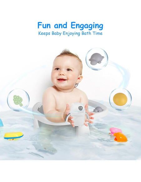 Asiento de Baño para Bebés 6-24 Meses Gris Antideslizante