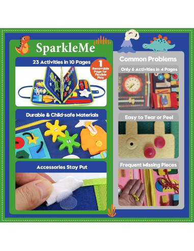 Tablero Sensorial Ocupado SparkleMe Dinosaurio 26x20cm