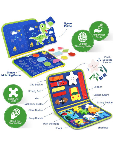 Tablero Sensorial Ocupado SparkleMe Dinosaurio 26x20cm