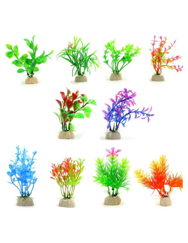 Paquete de 10 Plantas Artificiales COMSUN para Acuario 10 cm