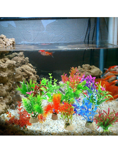Paquete de 10 Plantas Artificiales COMSUN para Acuario 10 cm
