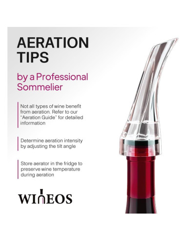 Vertedor de Vino con Aireador Wineos - Sin Goteos y Soporte
