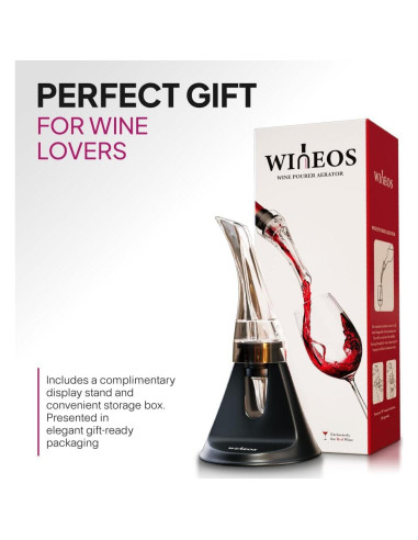 Vertedor de Vino con Aireador Wineos - Sin Goteos y Soporte