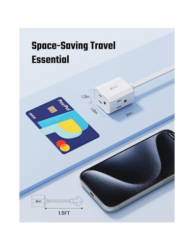 Cable de Extensión 0.46m SUPERDANNY 3 Salidas Enchufe Plano