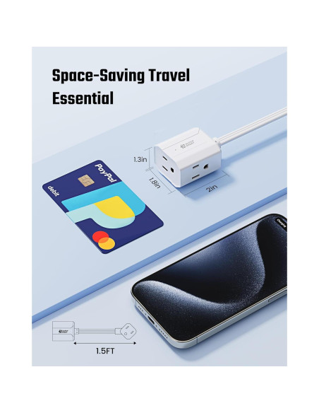 Cable de Extensión 0.46m SUPERDANNY 3 Salidas Enchufe Plano