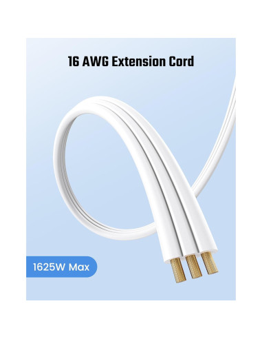 Cable de Extensión 0.46m SUPERDANNY 3 Salidas Enchufe Plano