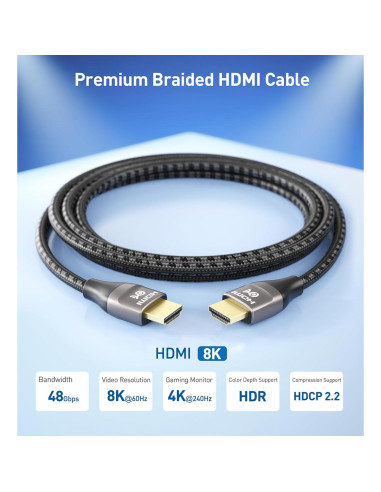 Cable HDMI 8K 2m Cable Matters 48Gbps HDR para PS5 y Xbox