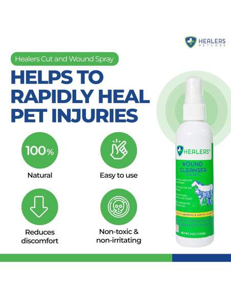 Limpiador de Heridas Healers 113.4g - Spray Natural para Mascotas