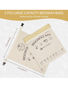 Bolsas de Cera de Abeja SnailBread XL para Pan - 33x43cm, 2 Pzs 2
