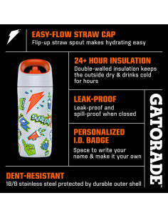 Botella de Agua Gatorade Premium Acero Inoxidable 355ml Roja 2