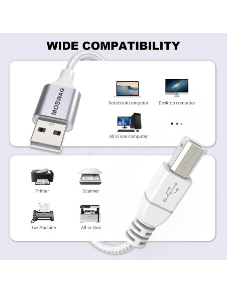 Cable de impresora USB MOSWAG 10m Tipo A a B Alta Velocidad