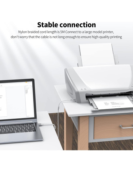 Cable de impresora USB MOSWAG 10m Tipo A a B Alta Velocidad
