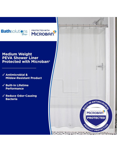 Cortina de Ducha Kenney PEVA Antimicrobiana 178x183 cm