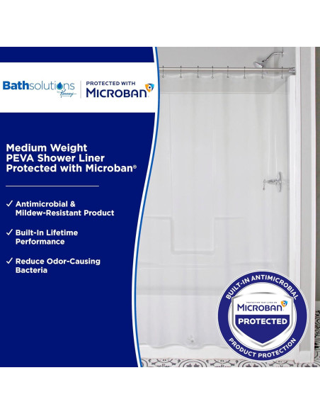 Cortina de Ducha Kenney PEVA Antimicrobiana 178x183 cm