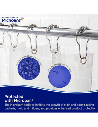 Cortina de Ducha Kenney PEVA Antimicrobiana 178x183 cm