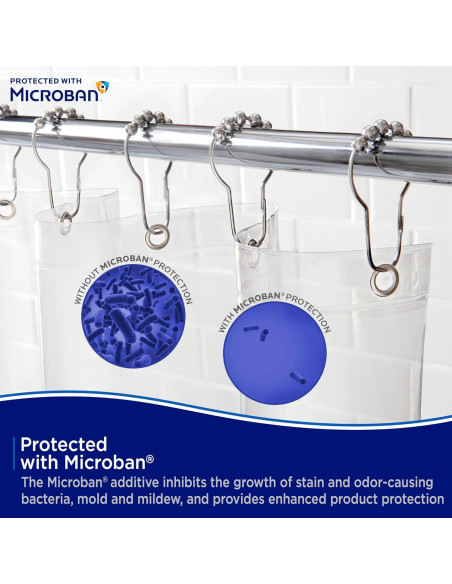 Cortina de Ducha Kenney PEVA Antimicrobiana 178x183 cm