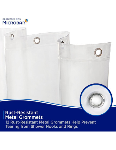 Cortina de Ducha Kenney PEVA Antimicrobiana 178x183 cm