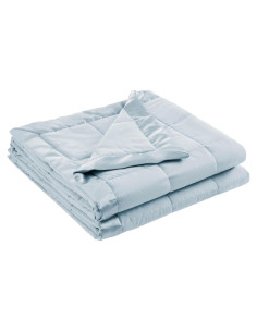 Manta Doble Madison Park Windom Microfibra Azul con Ribete Satinado