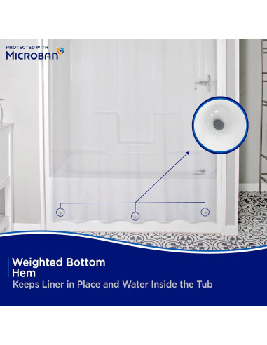 Cortina de Ducha Kenney PEVA Antimicrobiana 178x183 cm