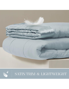 Manta Doble Madison Park Windom Microfibra Azul con Ribete Satinado 2